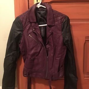 NWT FCUK faux leather moto jacket size 4